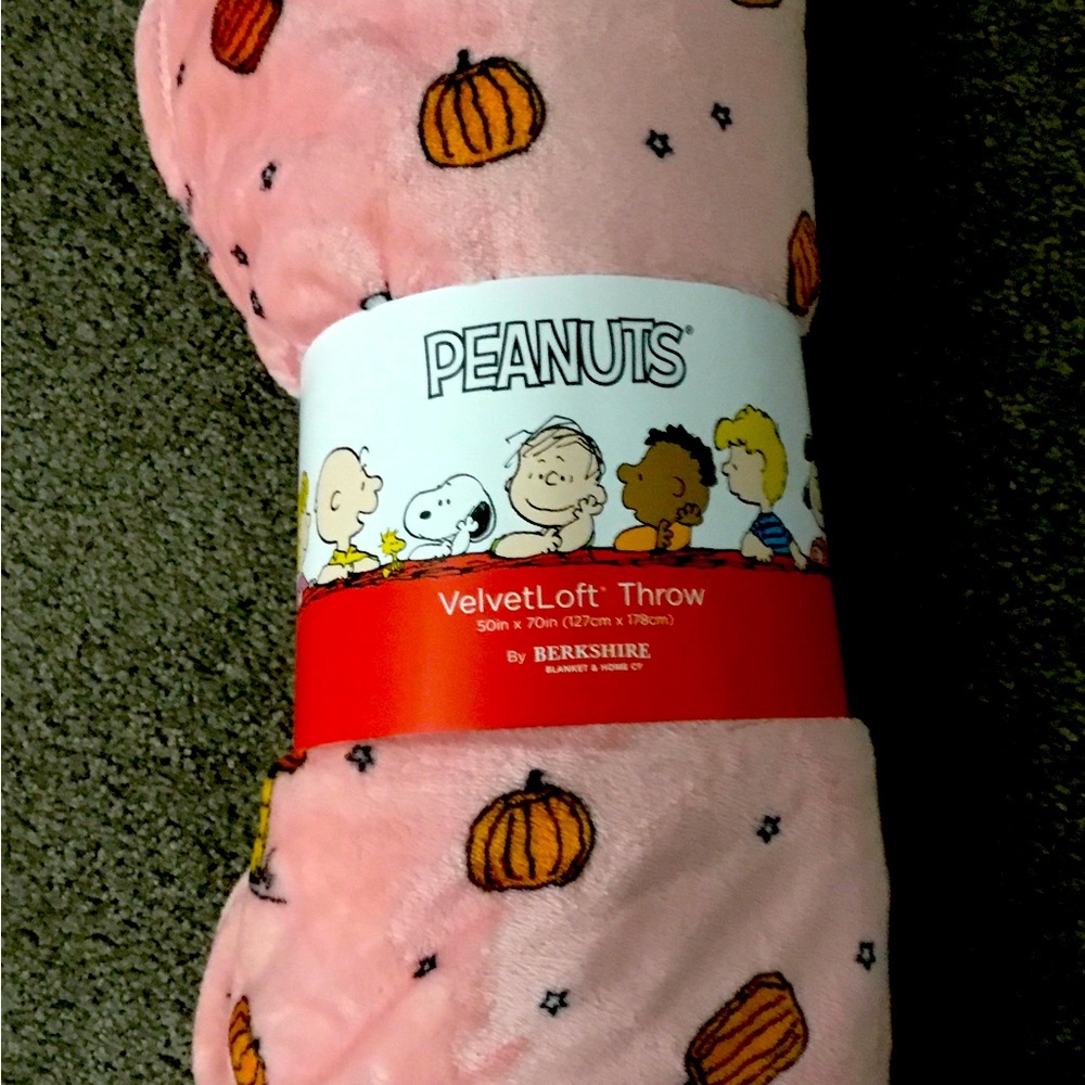 NWT Pink Snoopy Halloween Peanuts and Gang Blanket